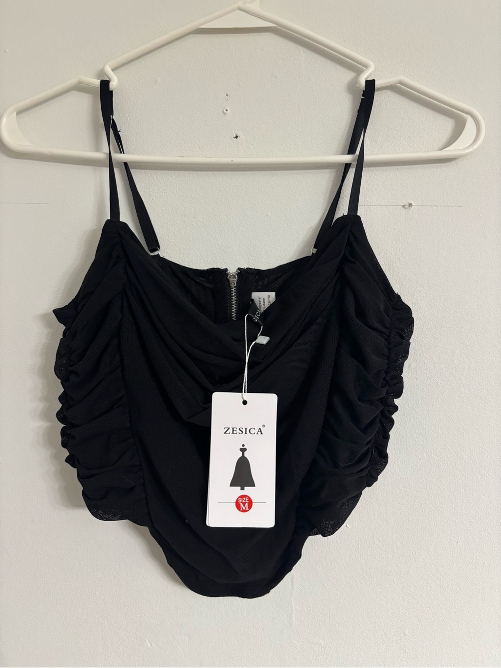 Zesica Black Ruched Crop Top - Women's